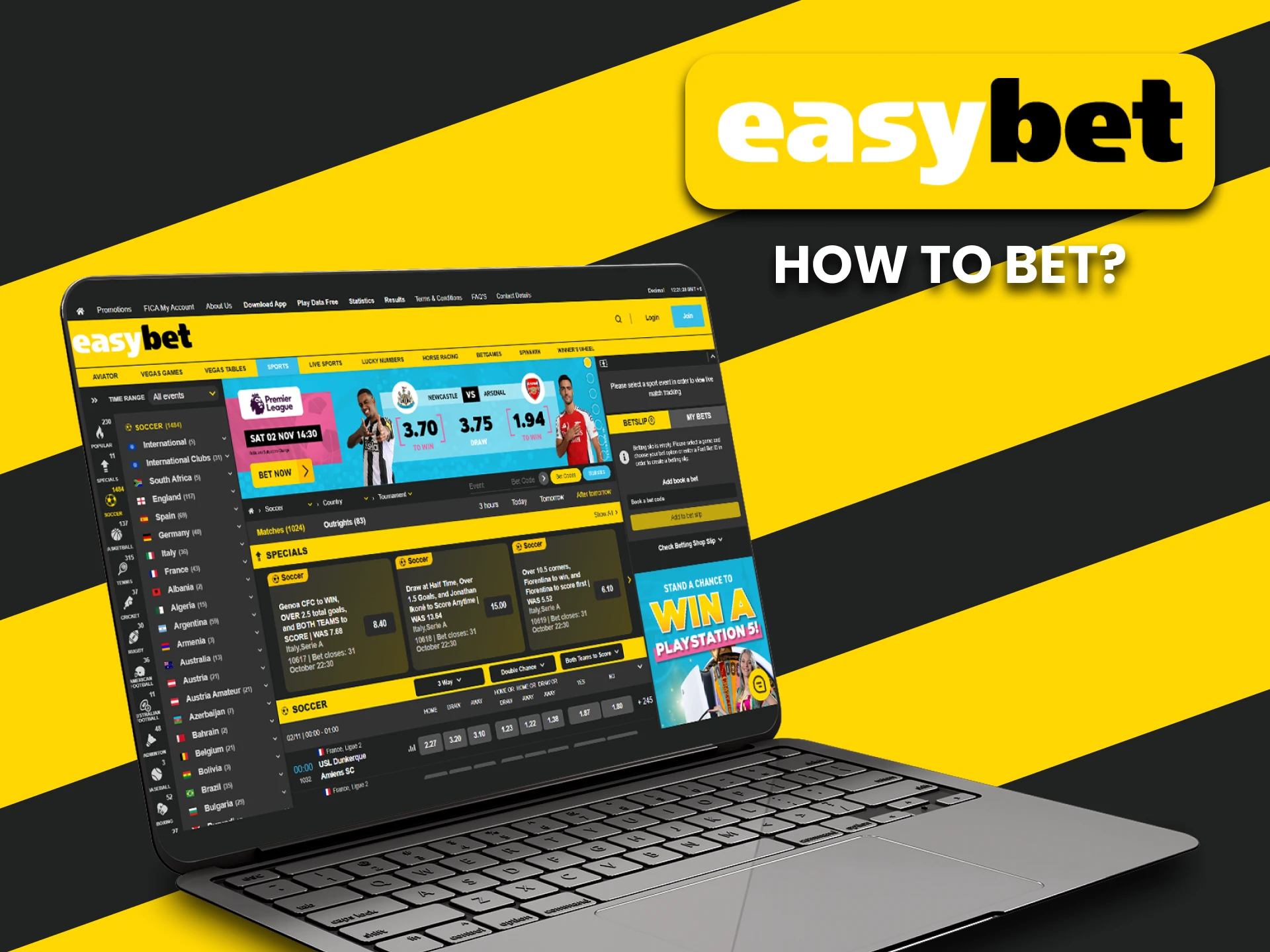 Place bets on sports with EasyBet.