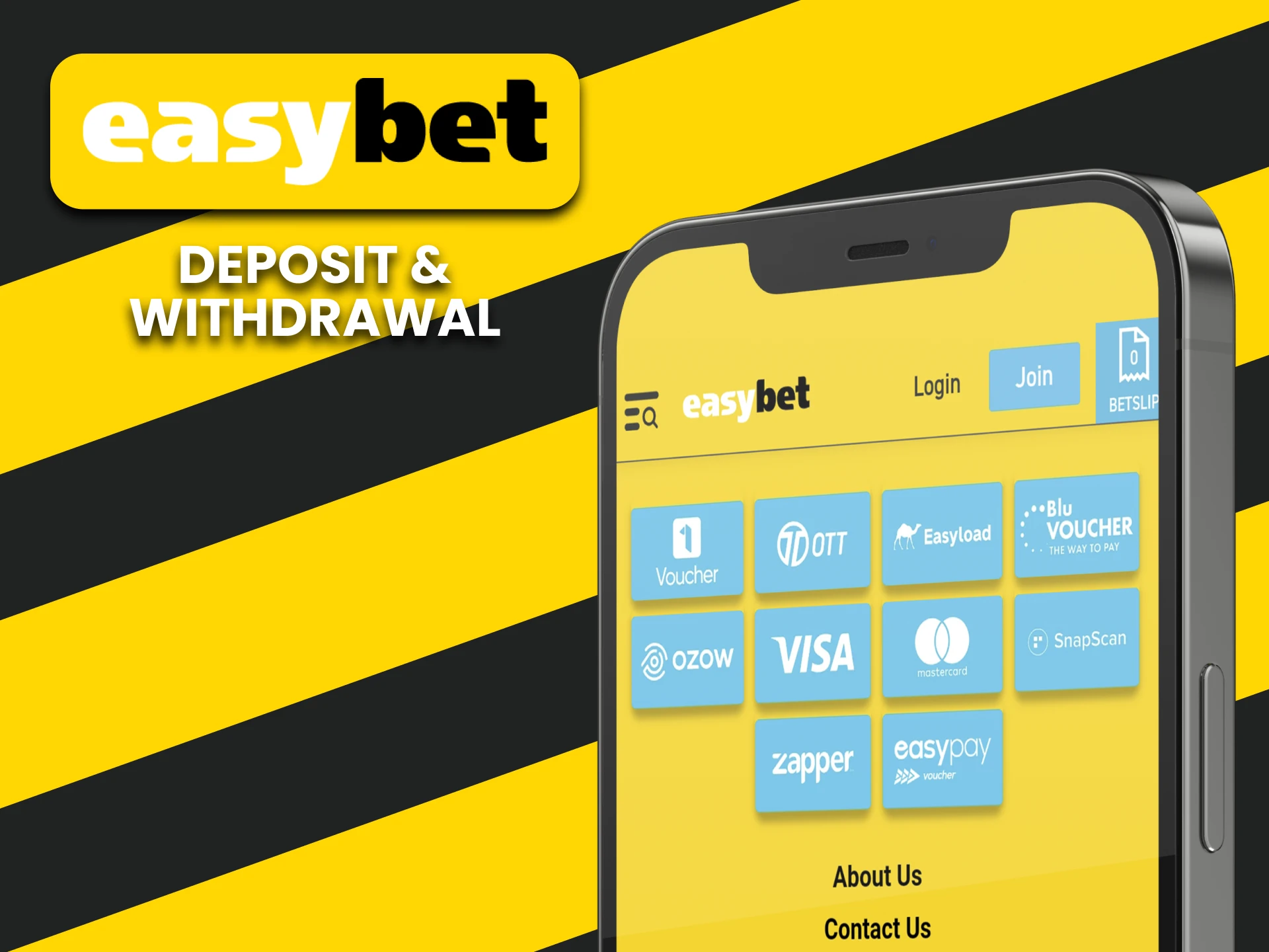 You can make transactions using the EasyBet app.