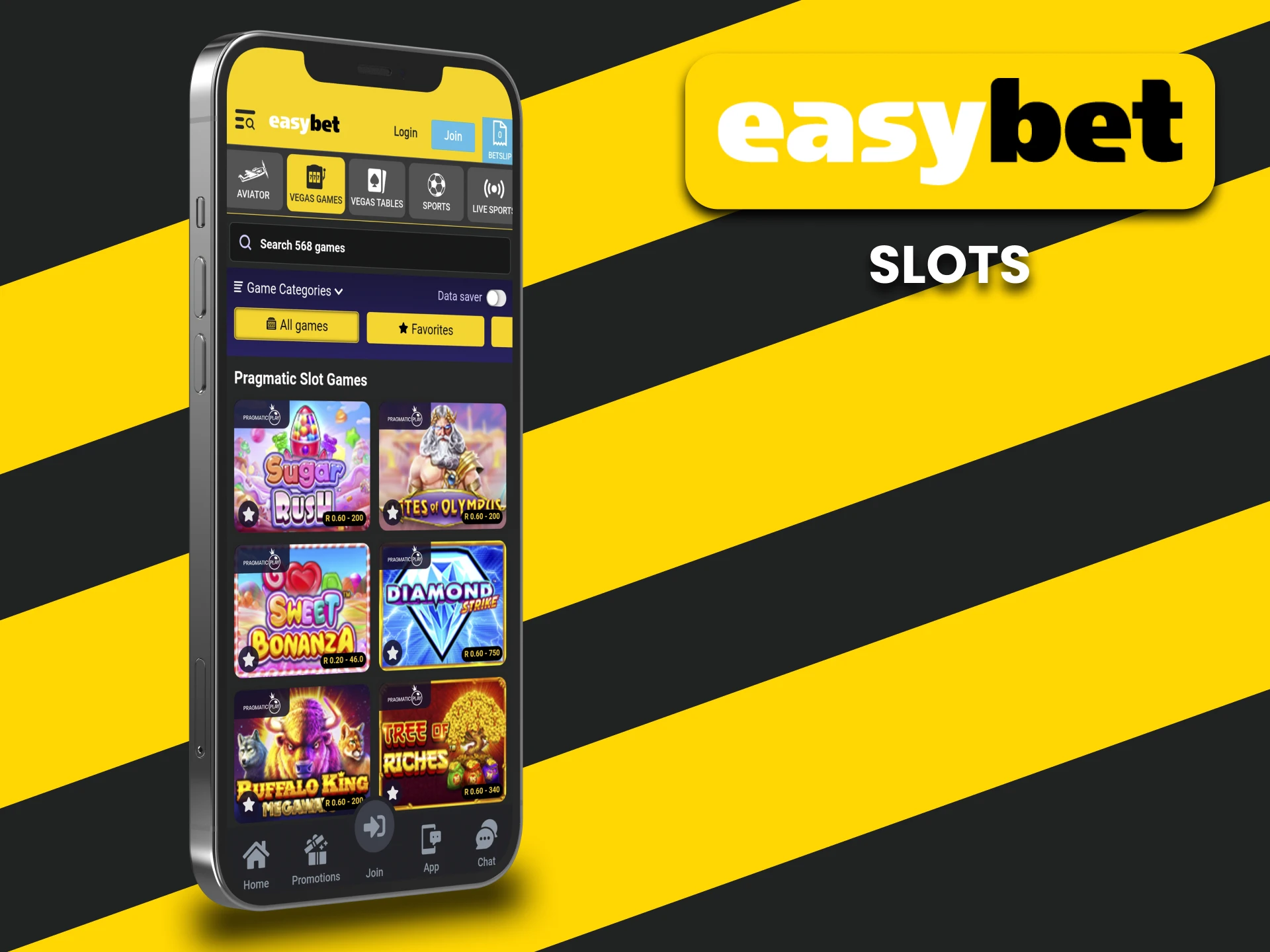 Play slots in the EasyBet app.