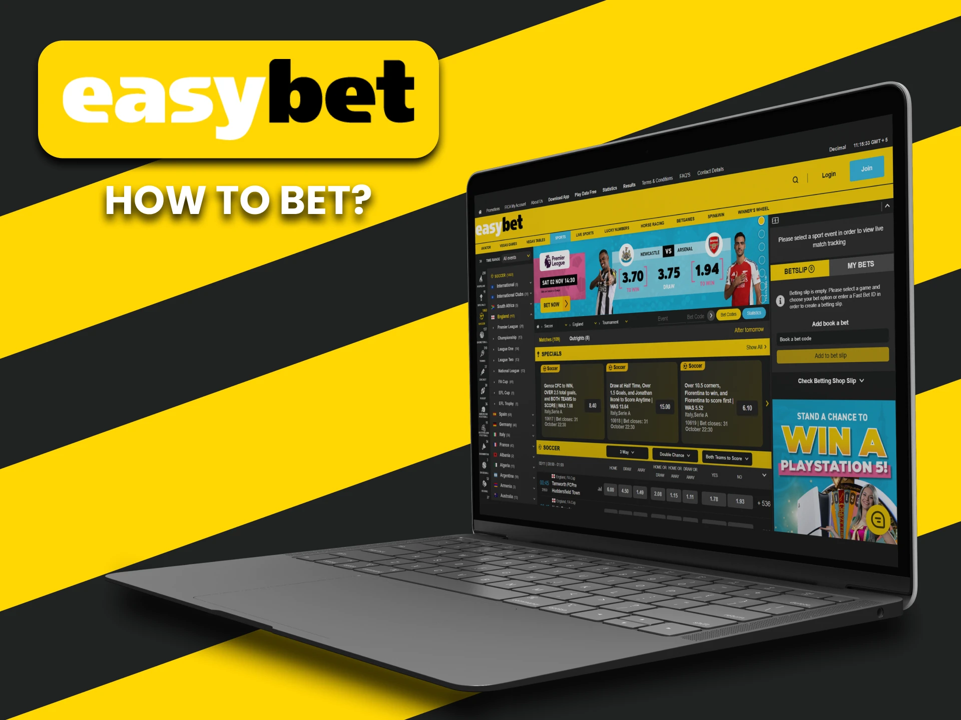 Go to the sports section for betting on football from EasyBet.