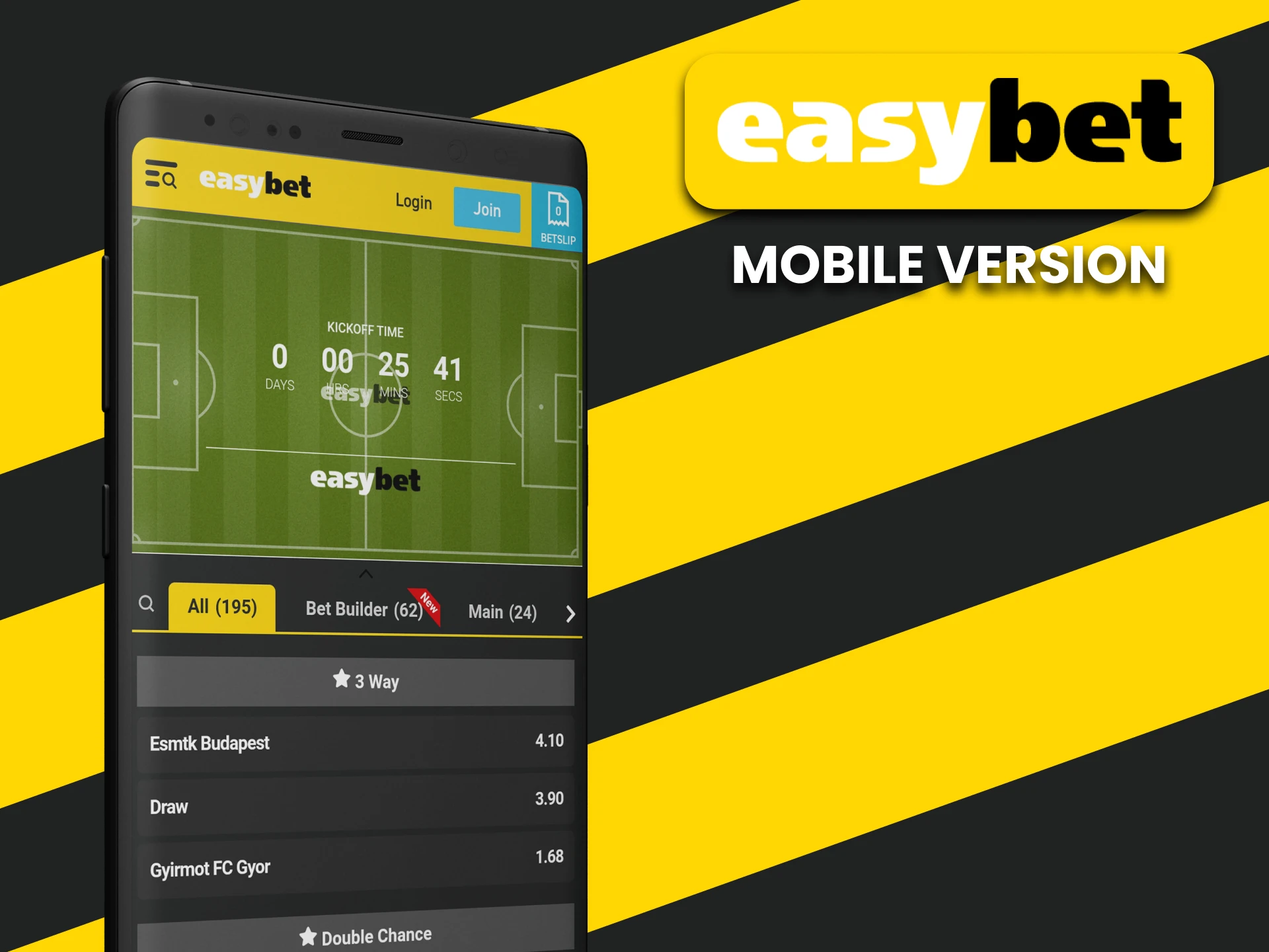 Place bets on football through the EasyBet app.