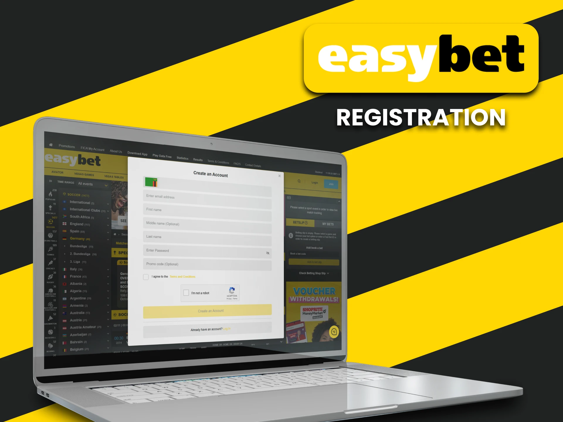 Register on EasyBet to place bets.