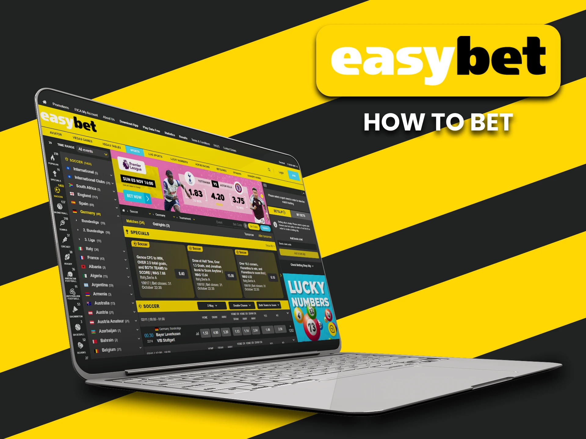 Go to the sports section for betting on EasyBet.