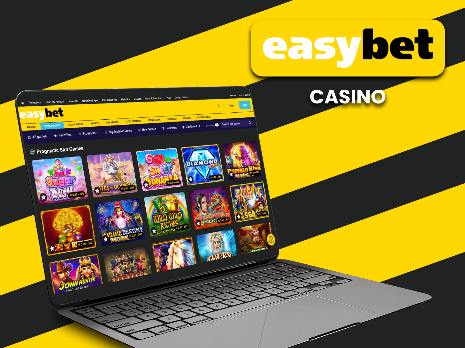 Visit the casino section on EasyBet.