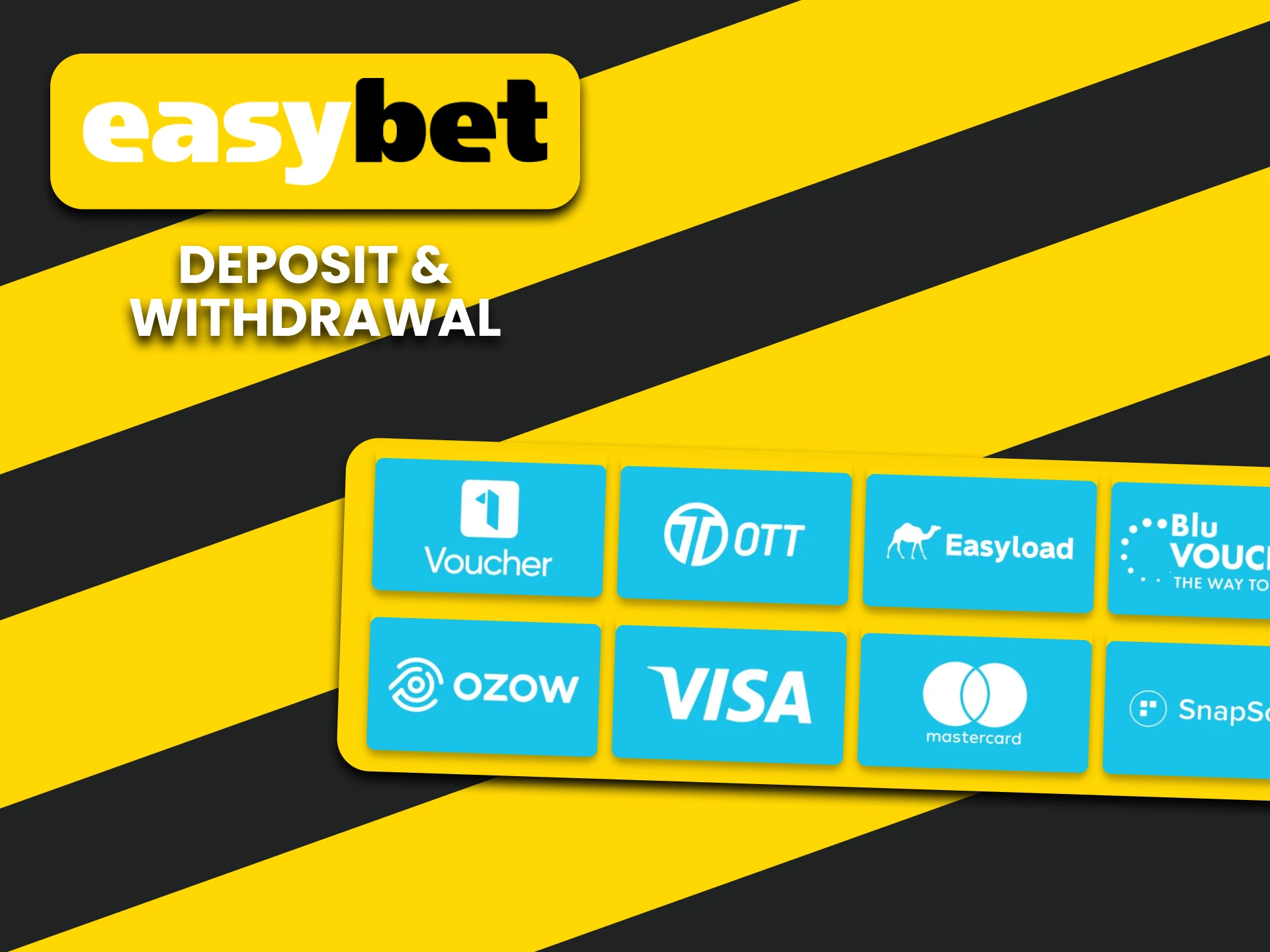 Choose your transaction method on EasyBet.