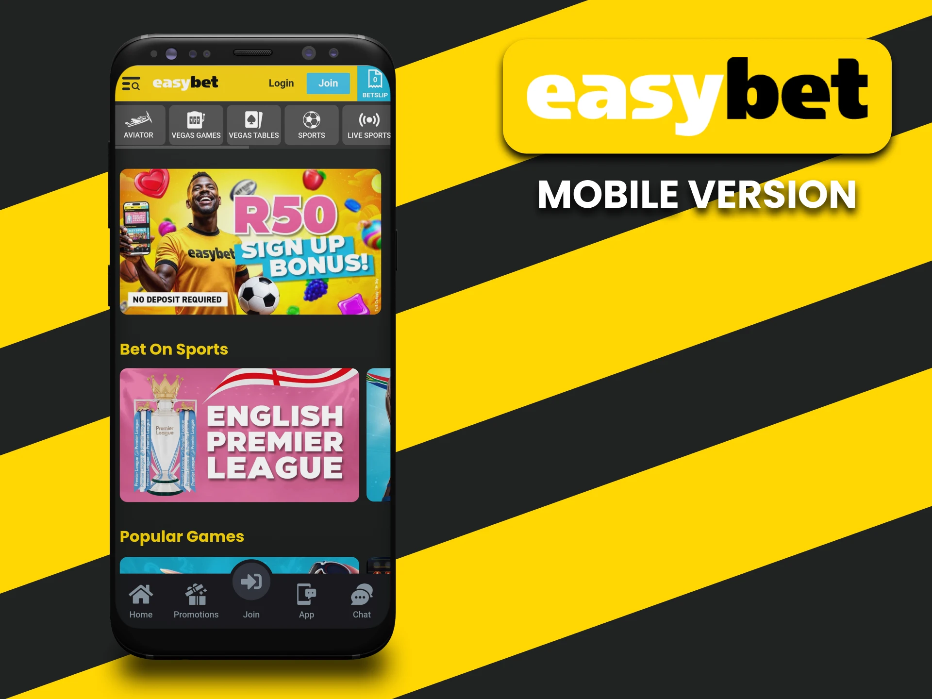 Visit the mobile version of the EasyBet website.