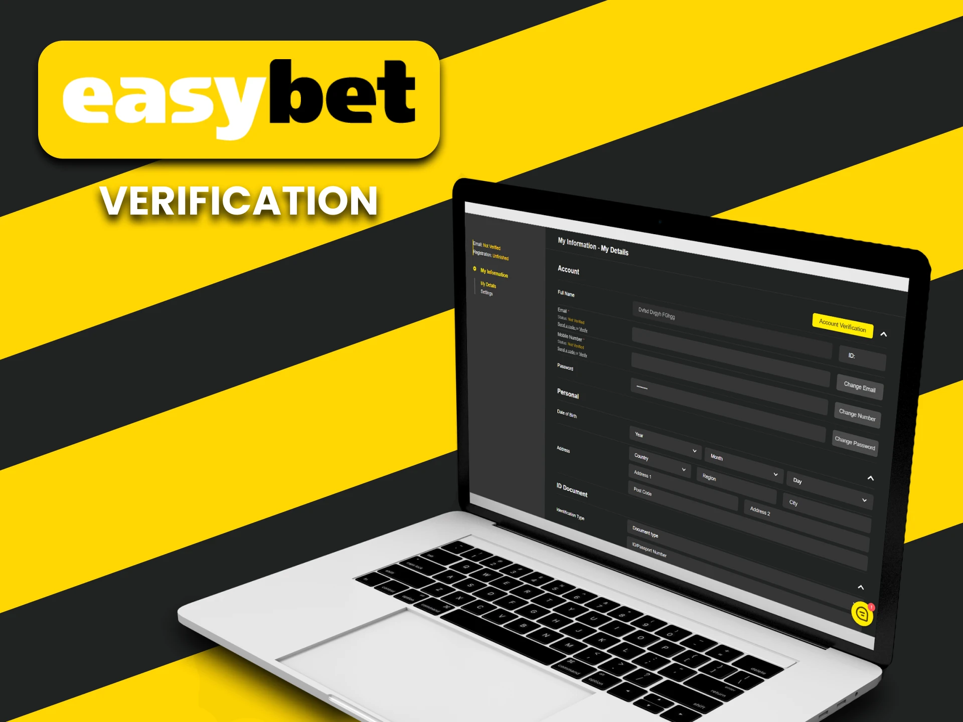 Fill out all the data for EasyBet.