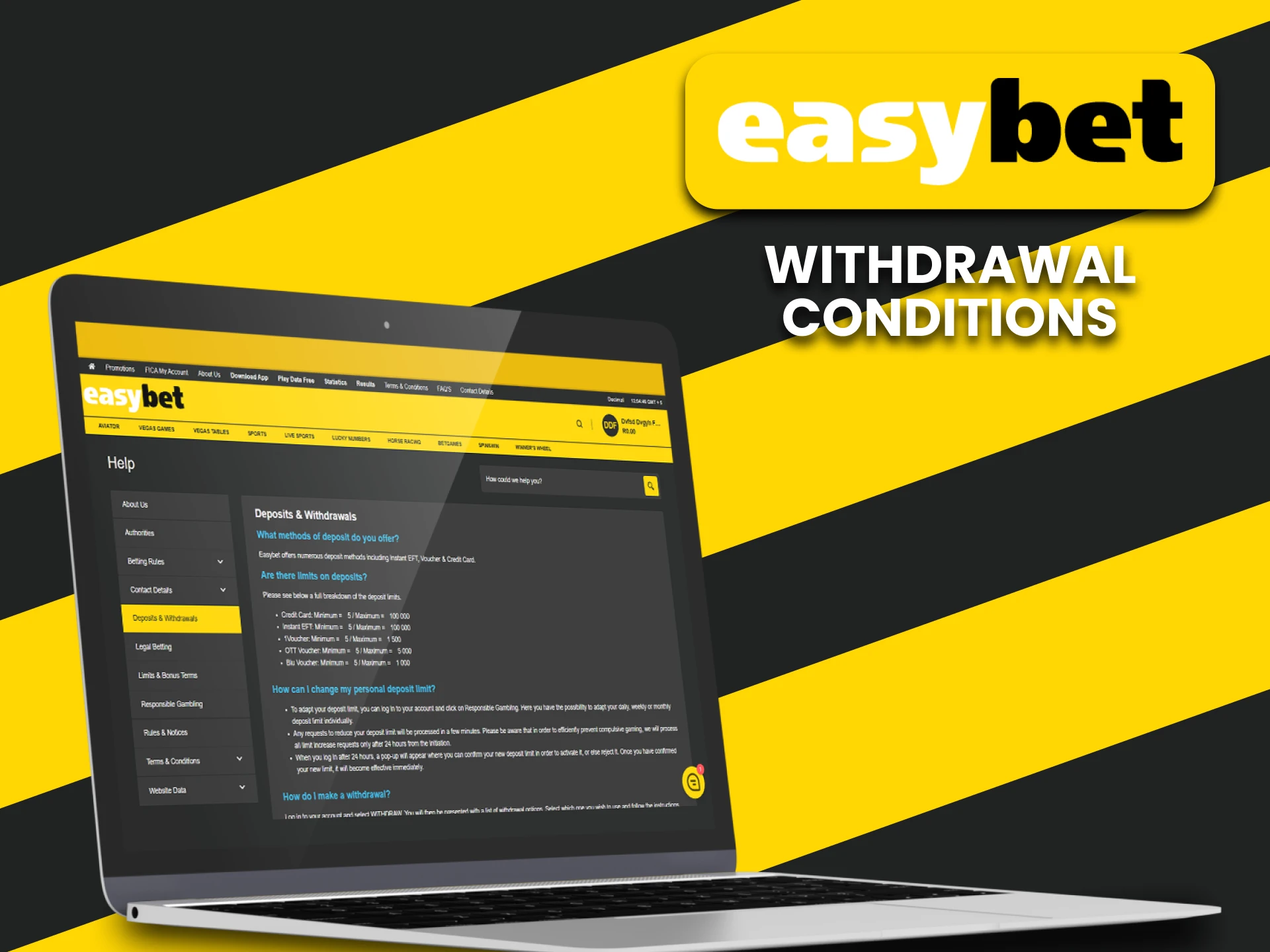 Study the conditions for withdrawing funds on EasyBet.