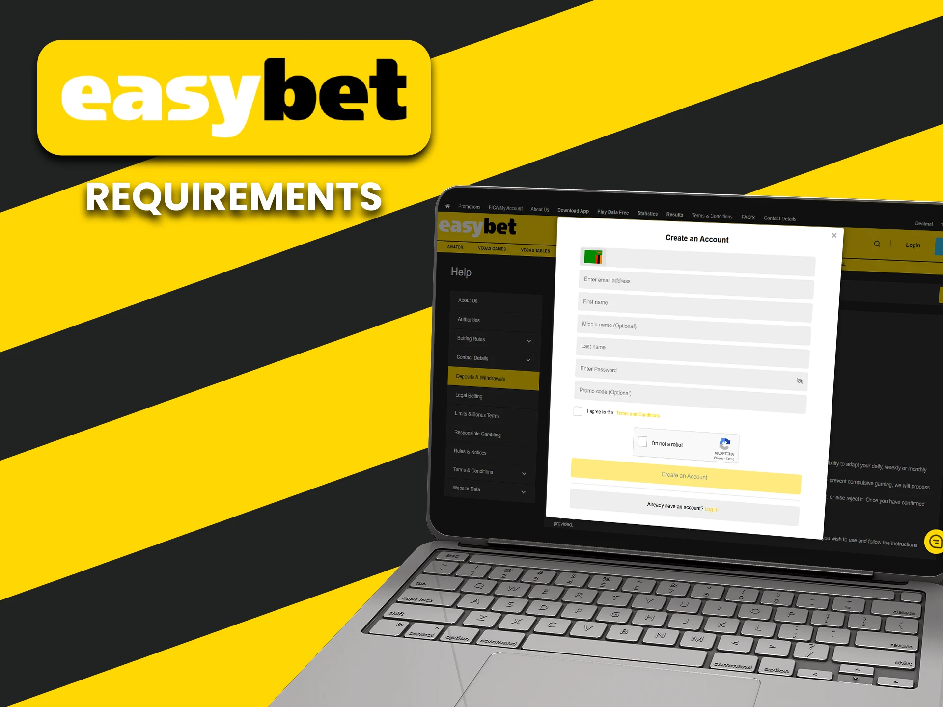 Study the requirements for registering on EasyBet.