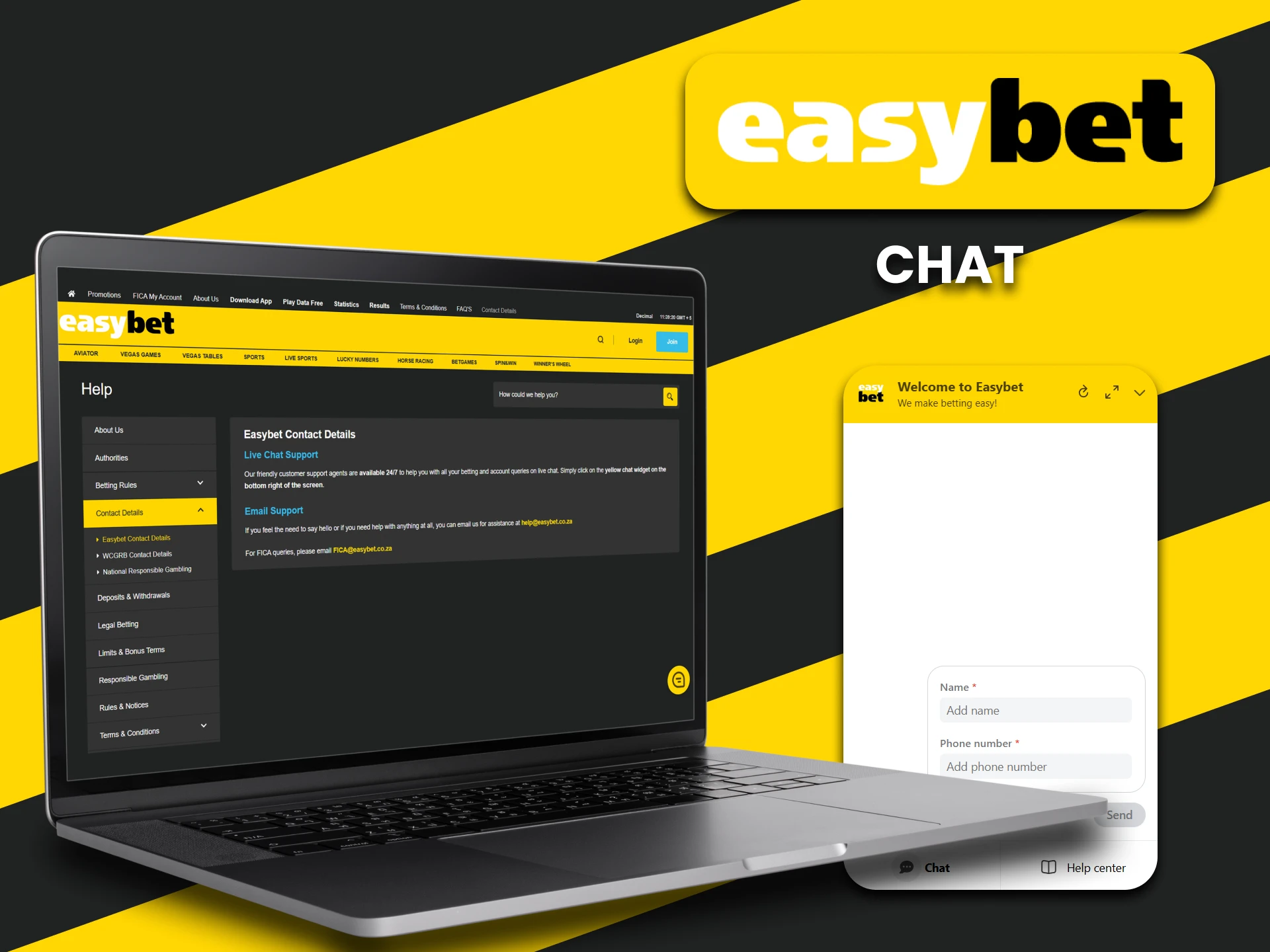 You can contact EasyBet support via chat.