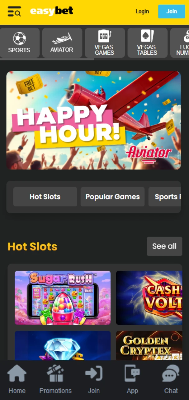 Easybet has a user-friendly interface and easy navigation.