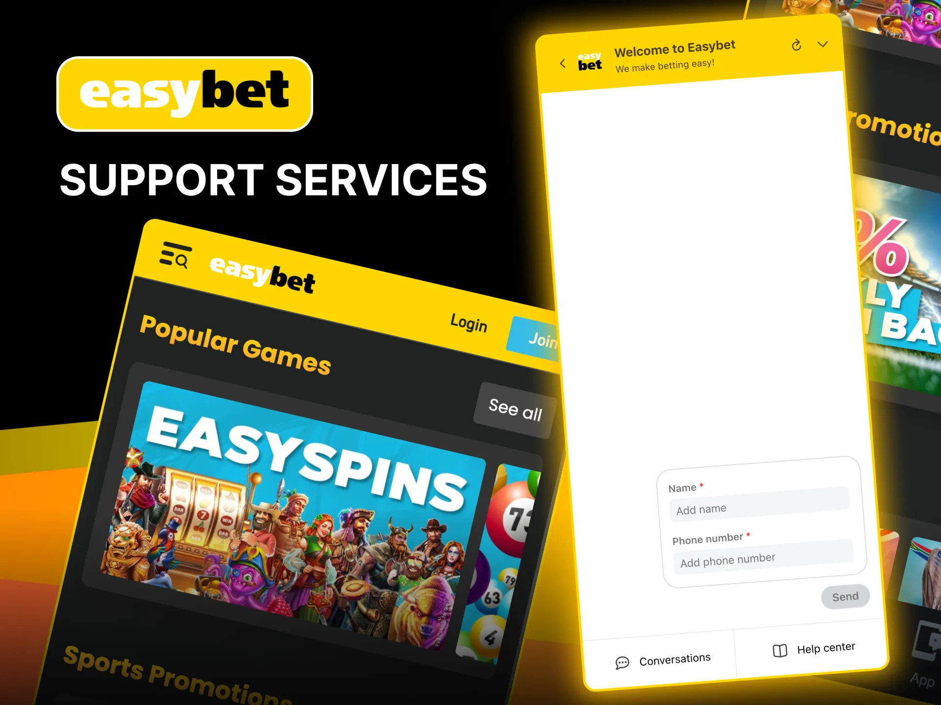 Easybet support: Access 24/7 help via live chat, email, or social media platforms.