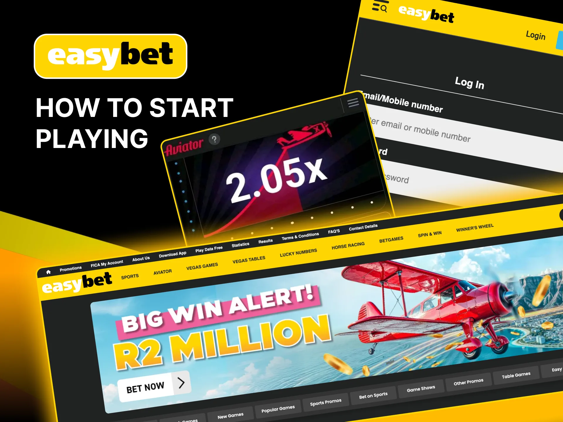 Play Aviator at Easybet by creating an account, depositing funds.