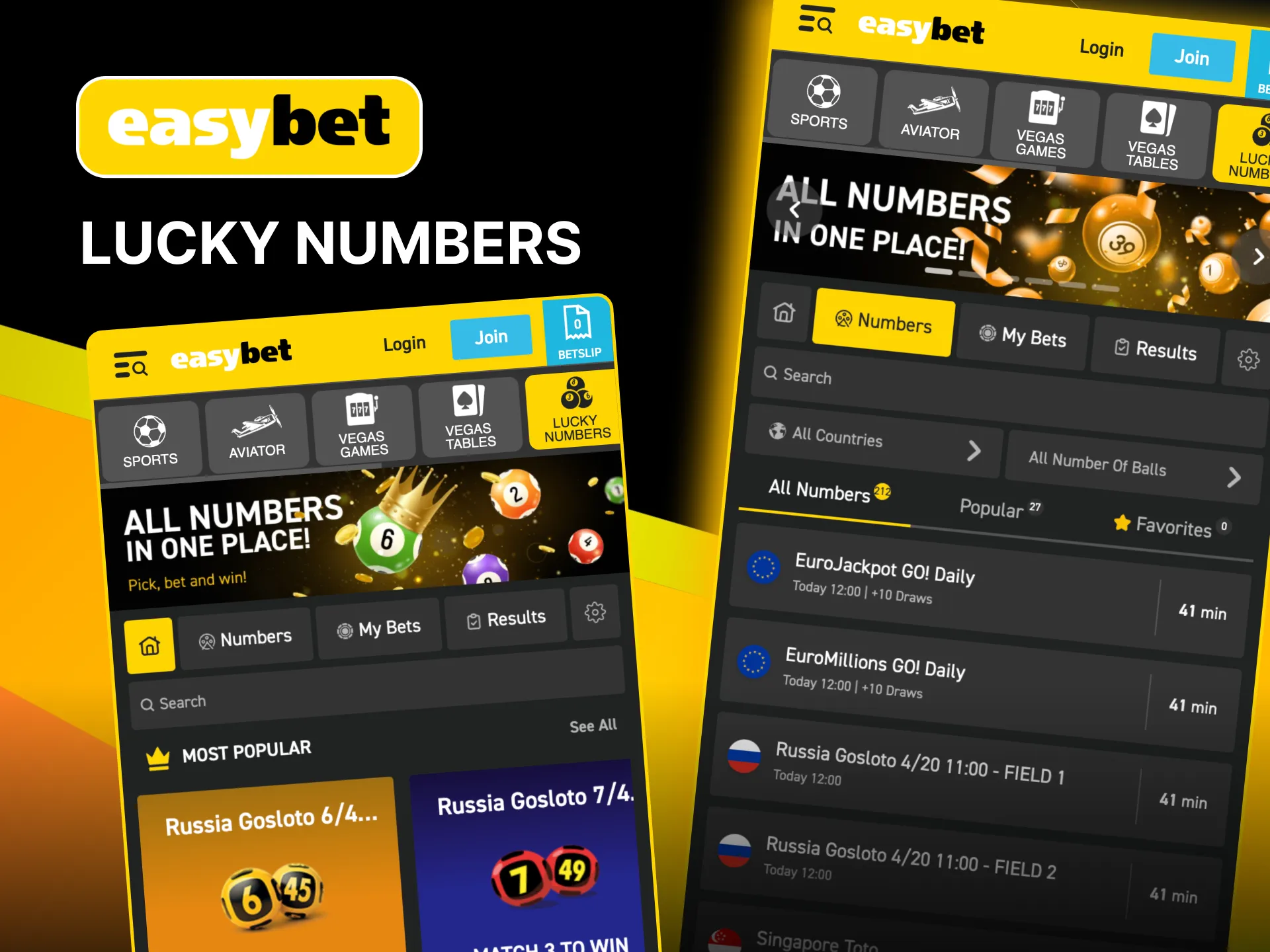 Explore Lucky Numbers games on Easybet like SA Daily Lotto and SA Power Ball.