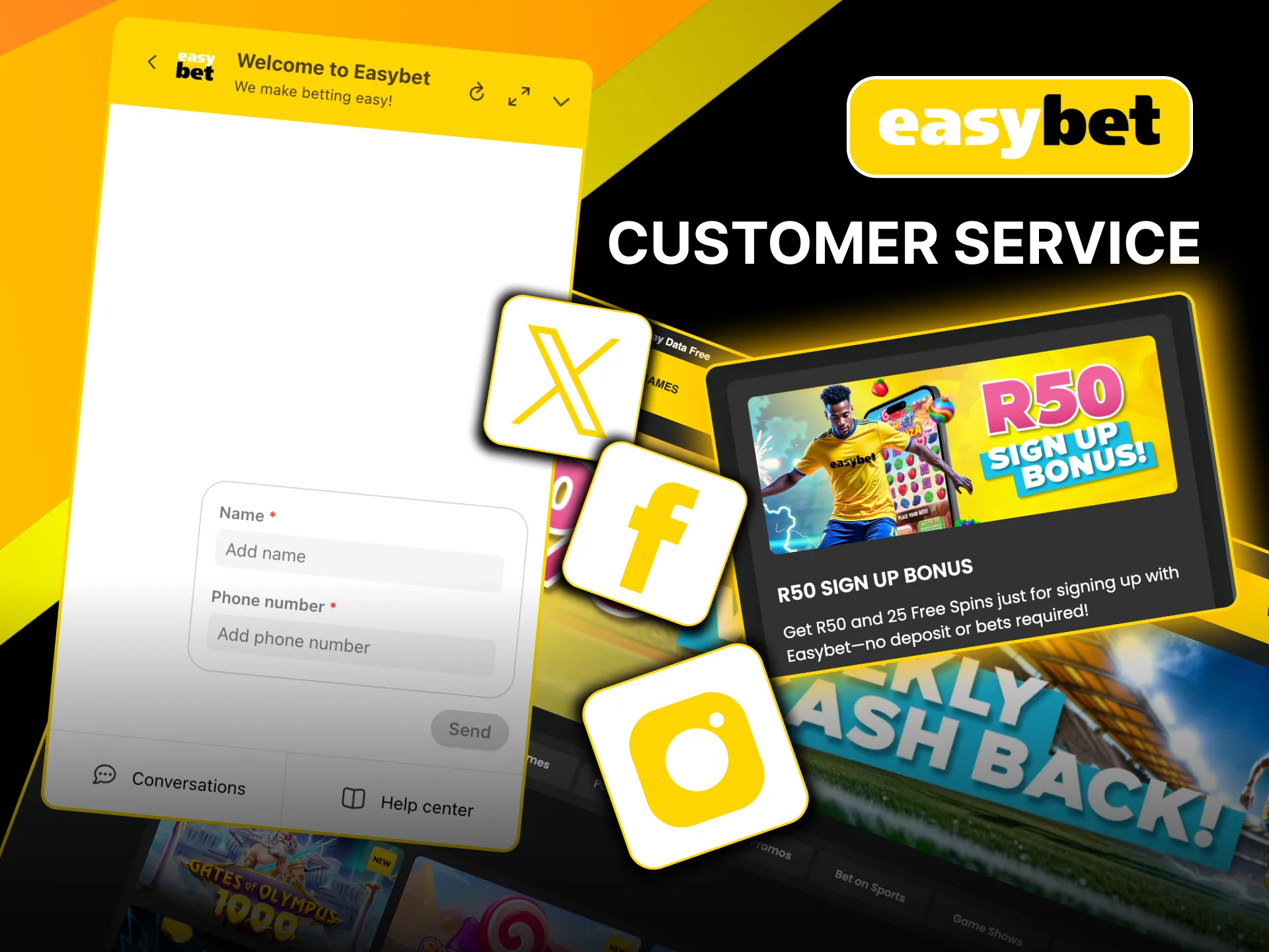 Get help from Easybet support with quick responses via live chat or email.