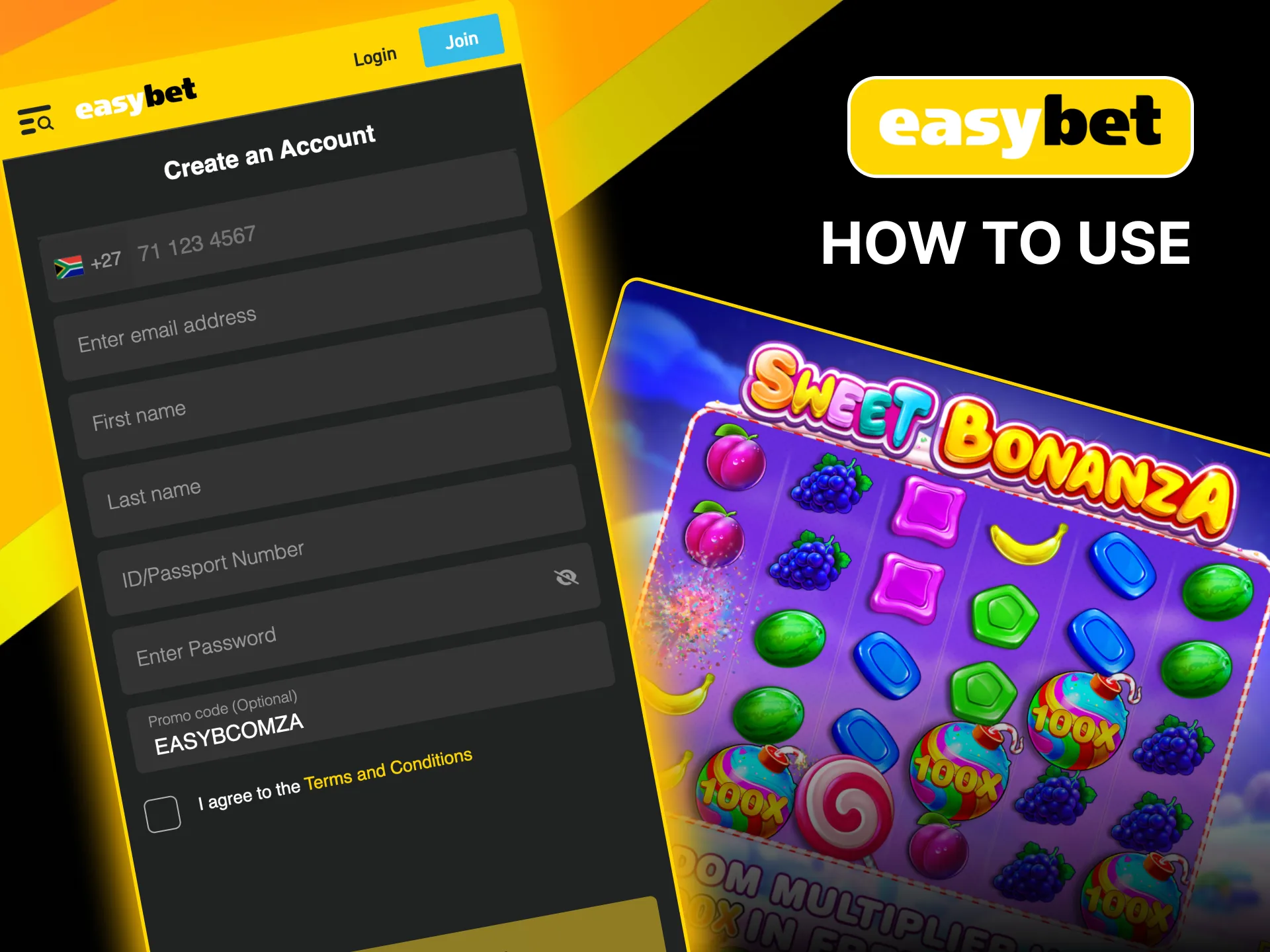 Enter Easybet promo code during registration to activate your bonus automatically.