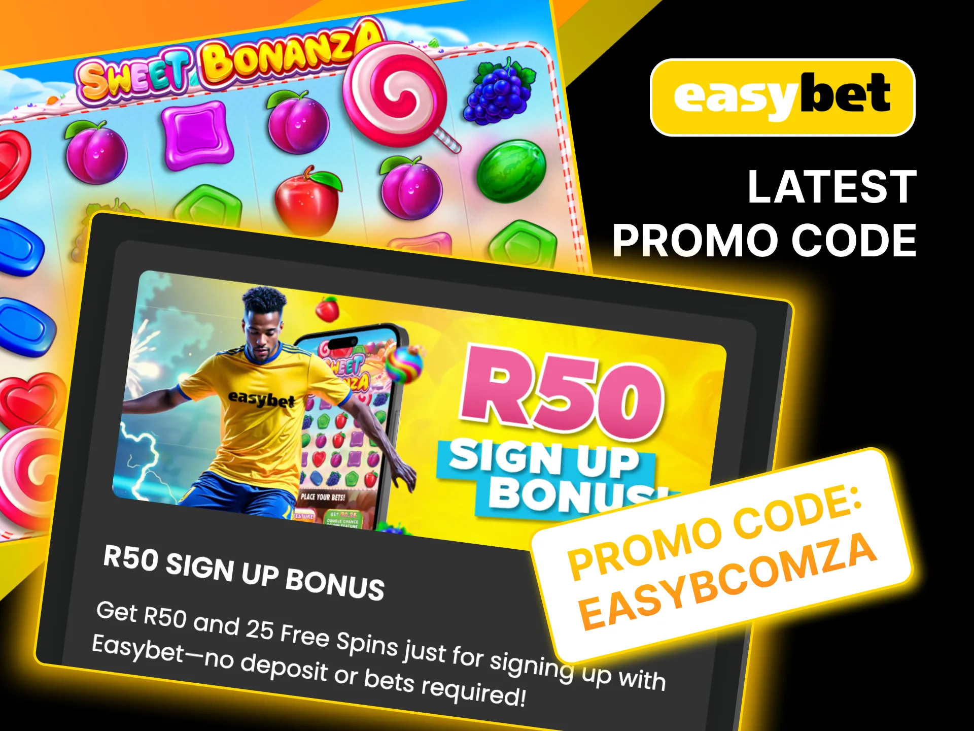 Unlock ZAR 50 and 25 spins on Easybet with the latest promo code.