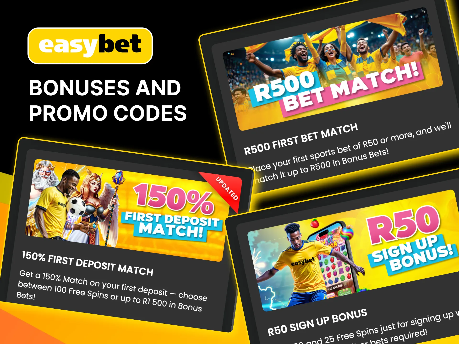 Claim Easybet's new player perks: sports bets, deposit match, and promo code sign-up bonus.