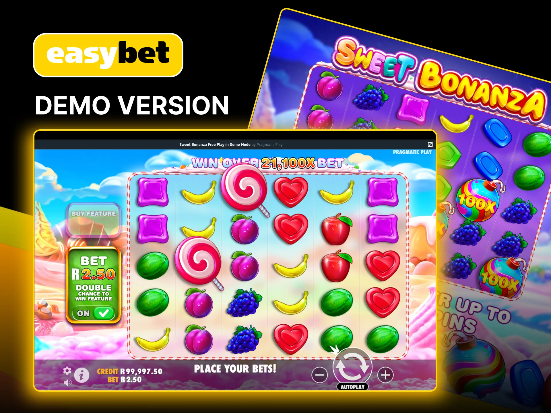 Try Sweet Bonanza's demo on Easybet for free spins, multipliers.