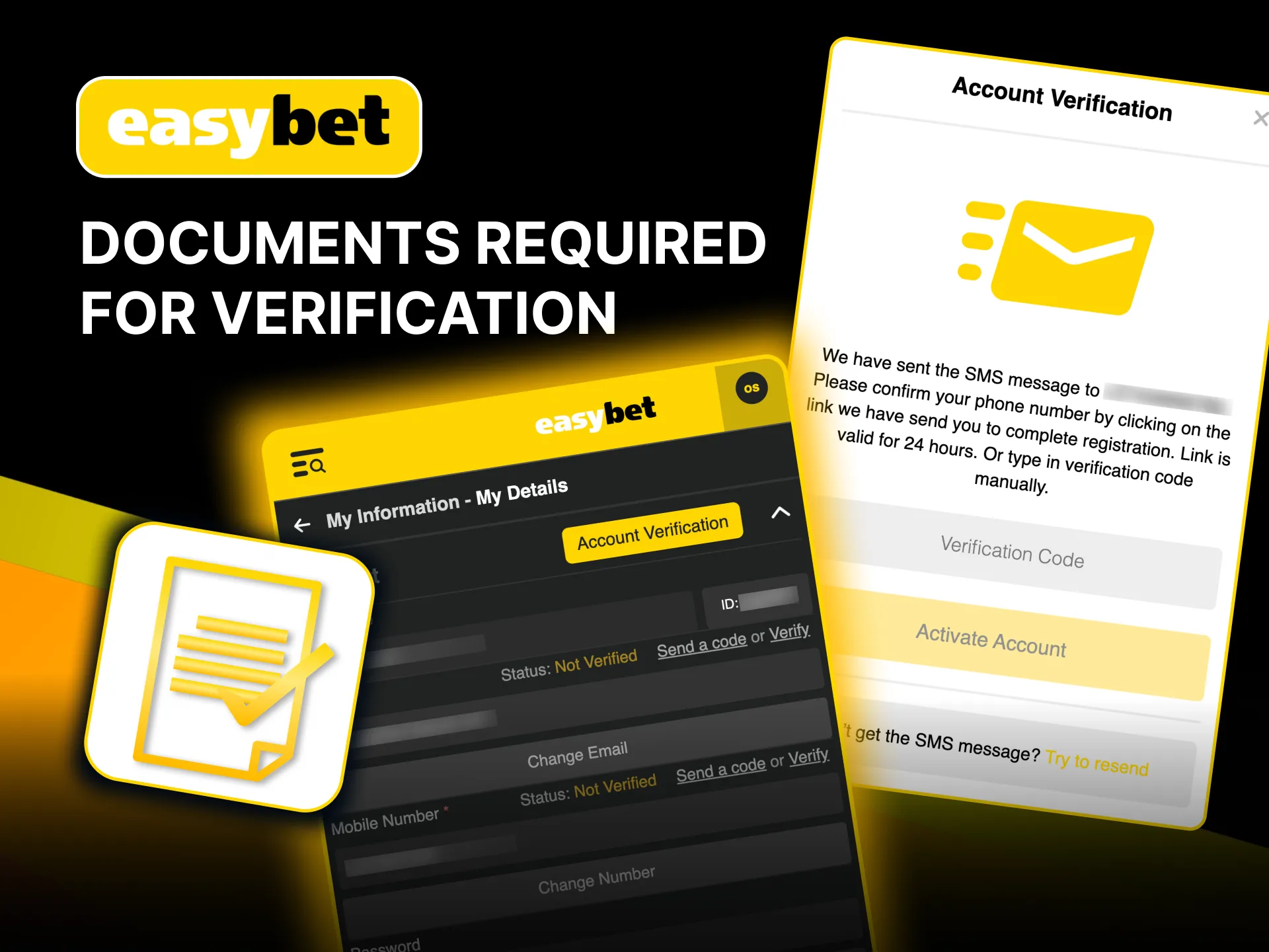 Easybet verification requires valid ID and recent proof of address for account approval.