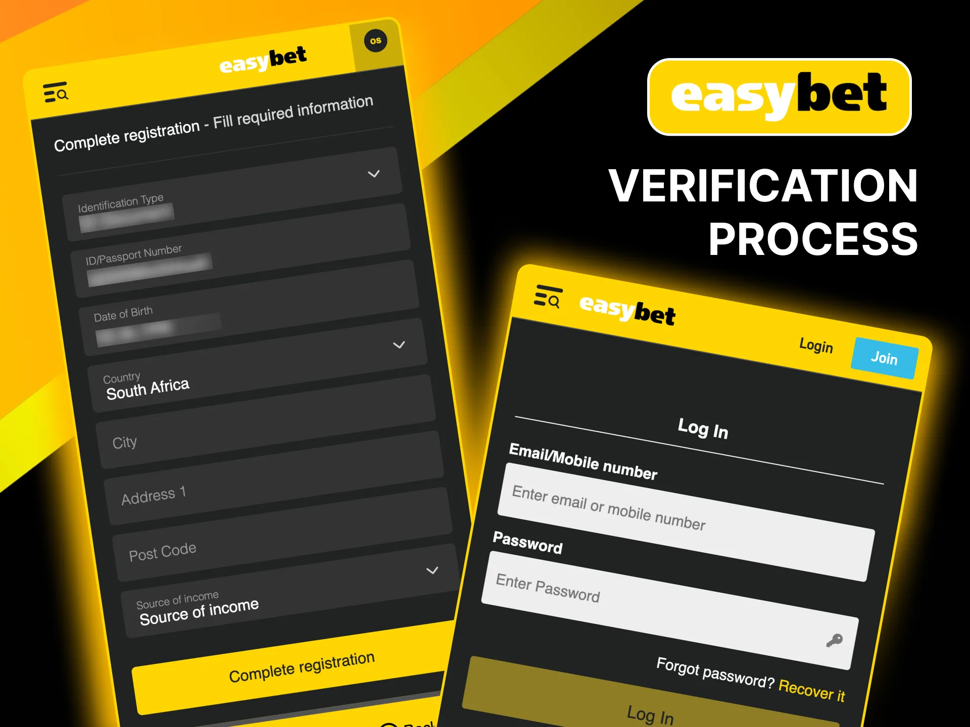 Complete Easybet verification by uploading required documents.